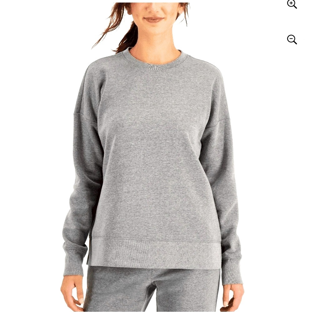 IDEOLOGY Solid Sweatshirt Pullover Grey Stormy Heather Women's‎ Plus Size 1X